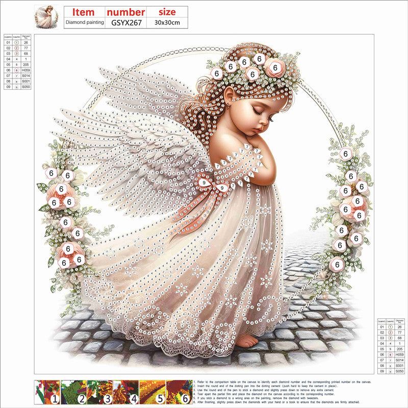 Diamond Painting - Partial Special Shaped - angel child (30*30CM)