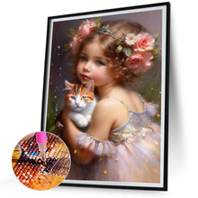 Load image into Gallery viewer, Diamond Painting - Full Round - little girl holding cat (30*40CM)