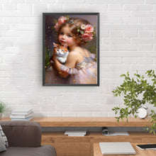 Load image into Gallery viewer, Diamond Painting - Full Round - little girl holding cat (30*40CM)