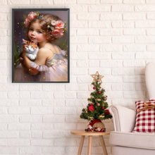 Load image into Gallery viewer, Diamond Painting - Full Round - little girl holding cat (30*40CM)