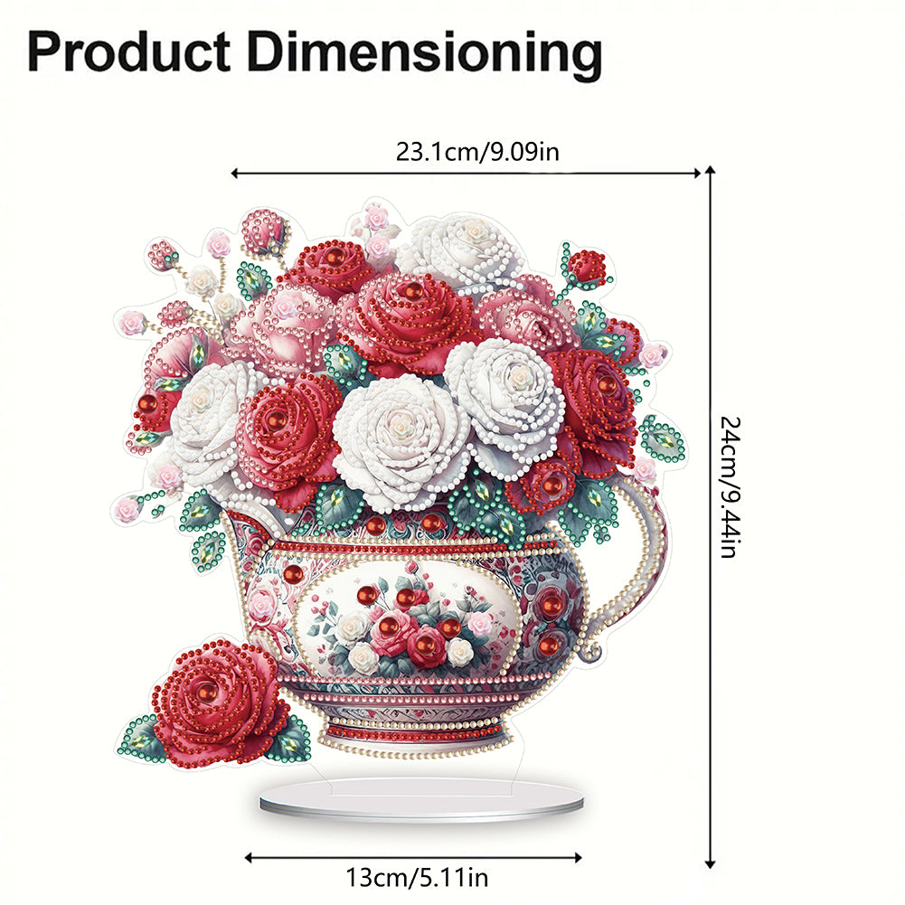 Acrylic Rose Vase Diamond Painting Desktop Decorations for Office Desktop Decor
