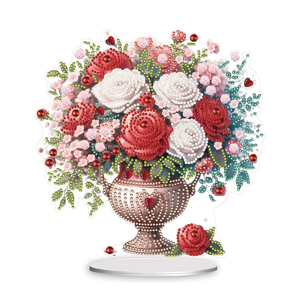 Acrylic Rose Vase Diamond Painting Desktop Decorations for Office Desktop Decor