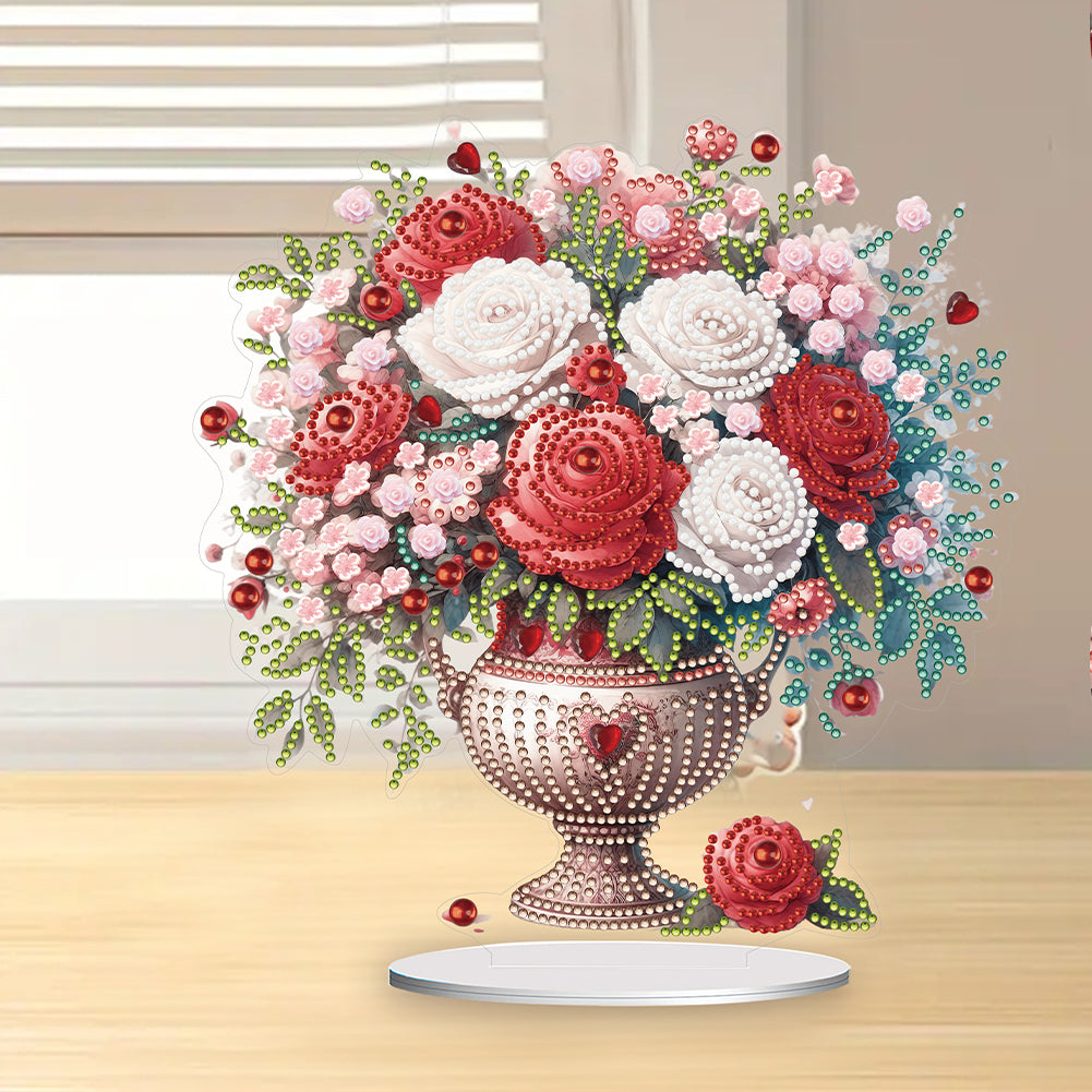 Acrylic Rose Vase Diamond Painting Desktop Decorations for Office Desktop Decor