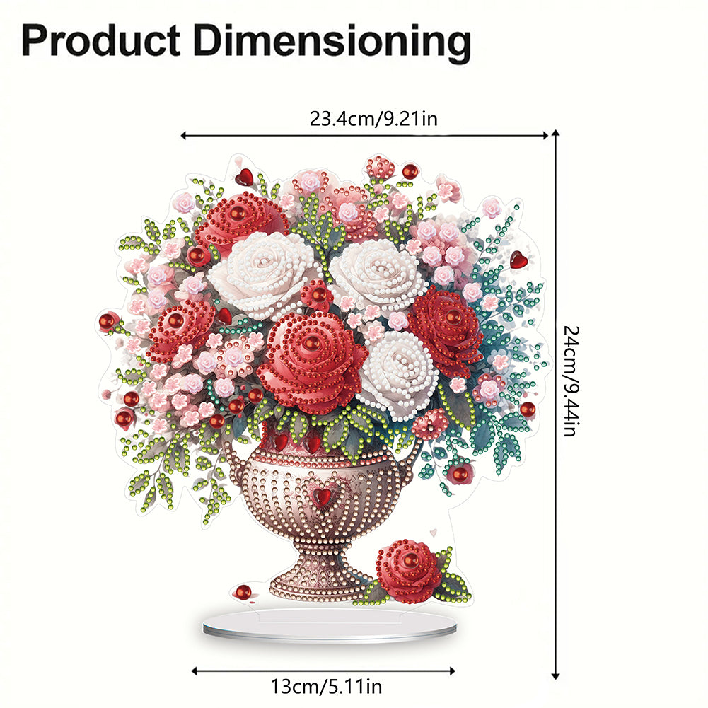 Acrylic Rose Vase Diamond Painting Desktop Decorations for Office Desktop Decor