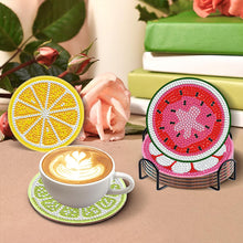 Load image into Gallery viewer, 6/8 Pcs Acrylic Summer Beach Diamond Painting Coasters with Holder Cork Pads