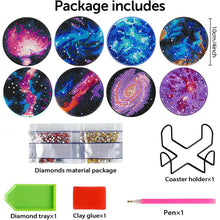 Load image into Gallery viewer, 6/8 Pcs Acrylic Summer Beach Diamond Painting Coasters with Holder Cork Pads