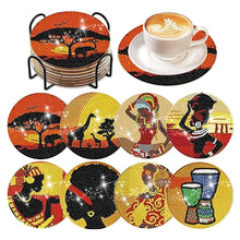 Load image into Gallery viewer, 6/8 Pcs Acrylic Summer Beach Diamond Painting Coasters with Holder Cork Pads