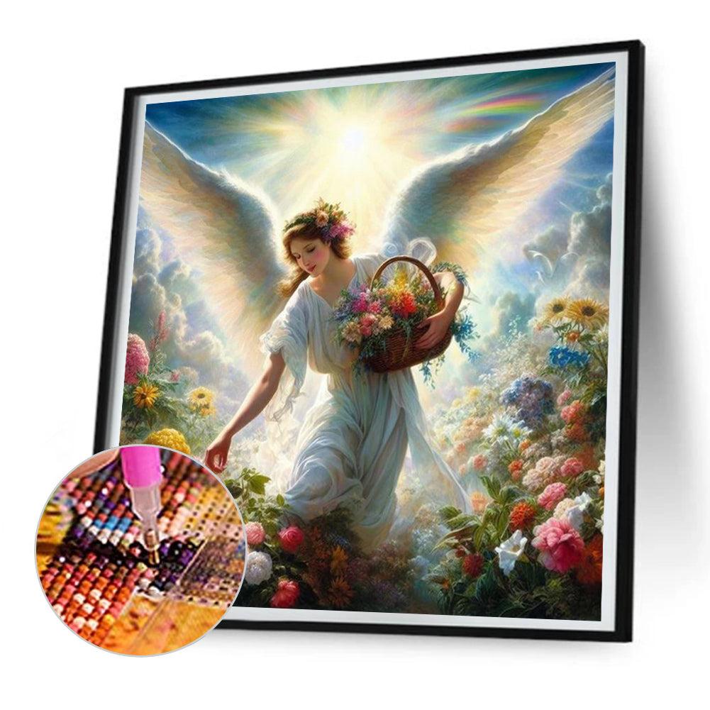 Diamond Painting - Full Round - flower picking angel (30*30CM)