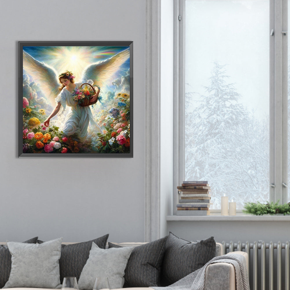 Diamond Painting - Full Round - flower picking angel (30*30CM)