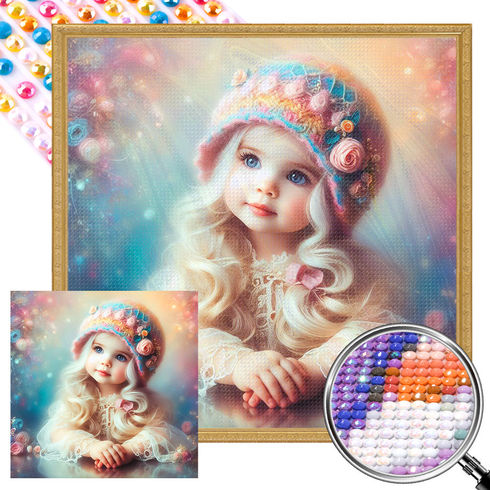 AB Diamond Painting - Full Round - thinking girl (30*30CM)