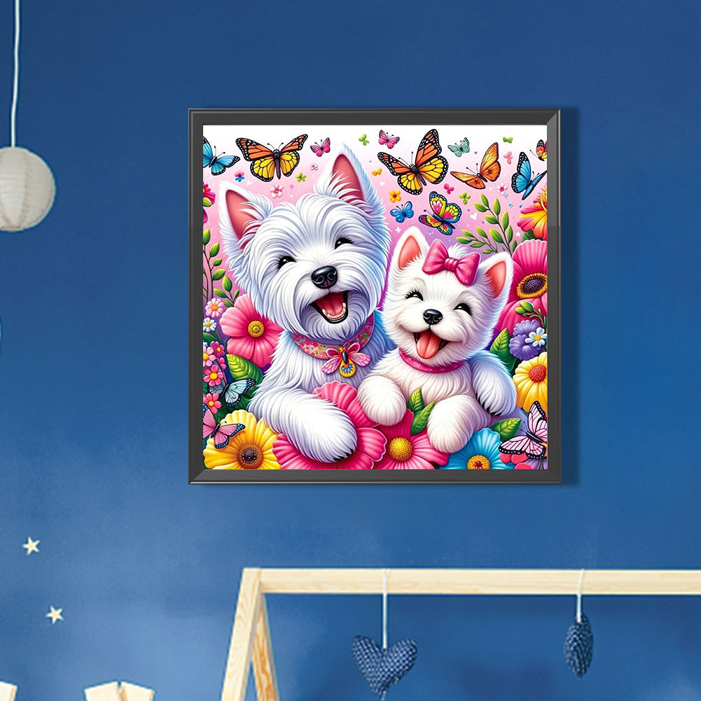 AB Diamond Painting - Full Round - two dogs (30*30CM)