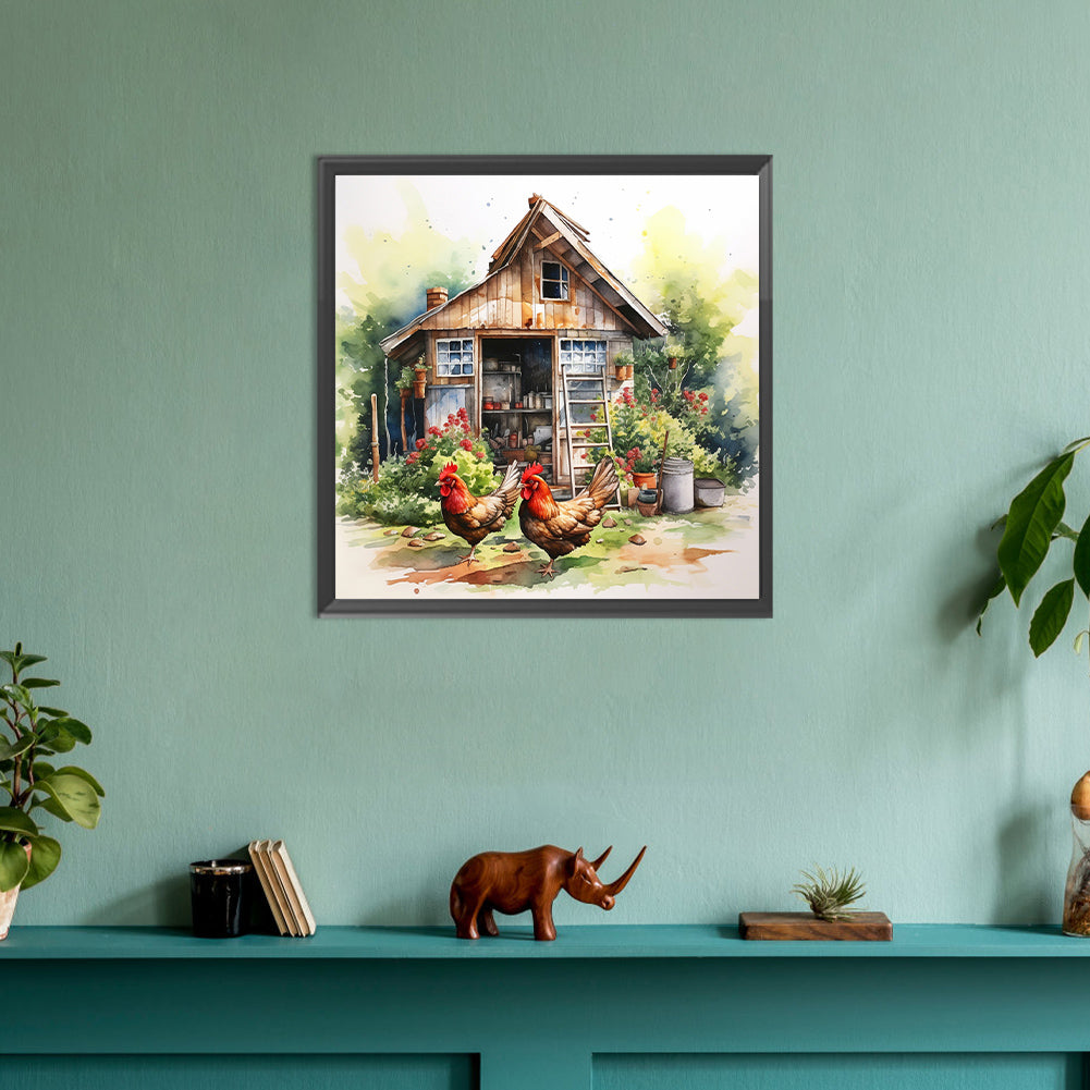 Diamond Painting - Full Round - farm chicken (30*30CM)