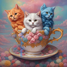 Load image into Gallery viewer, Diamond Painting - Full Round - teacup cat (30*30CM)