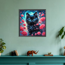Load image into Gallery viewer, Diamond Painting - Full Round - Black cat under the moon (30*30CM)