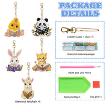 Load image into Gallery viewer, 5 Pcs Double Sided Diamond Painting Keychain for Beginners Adult(Animal Reading)