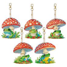 Load image into Gallery viewer, 5 Pcs Double Sided Diamond Painting Keychain for Beginners Adult (Mushroom Frog)