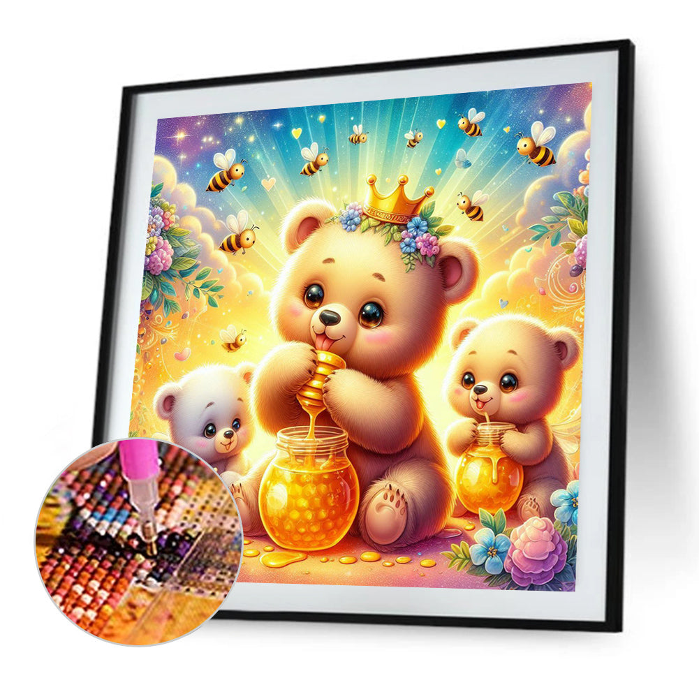 Diamond Painting - Full Round - bear eating honey (40*40CM)