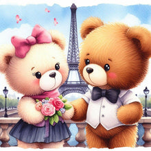 Load image into Gallery viewer, Diamond Painting - Full Round - Couple bears and Eiffel Tower (40*40CM)