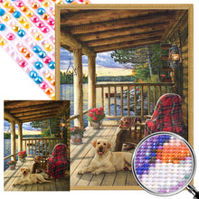 Load image into Gallery viewer, AB Diamond Painting - Full Round - Puppy resting on fence (40*55CM)