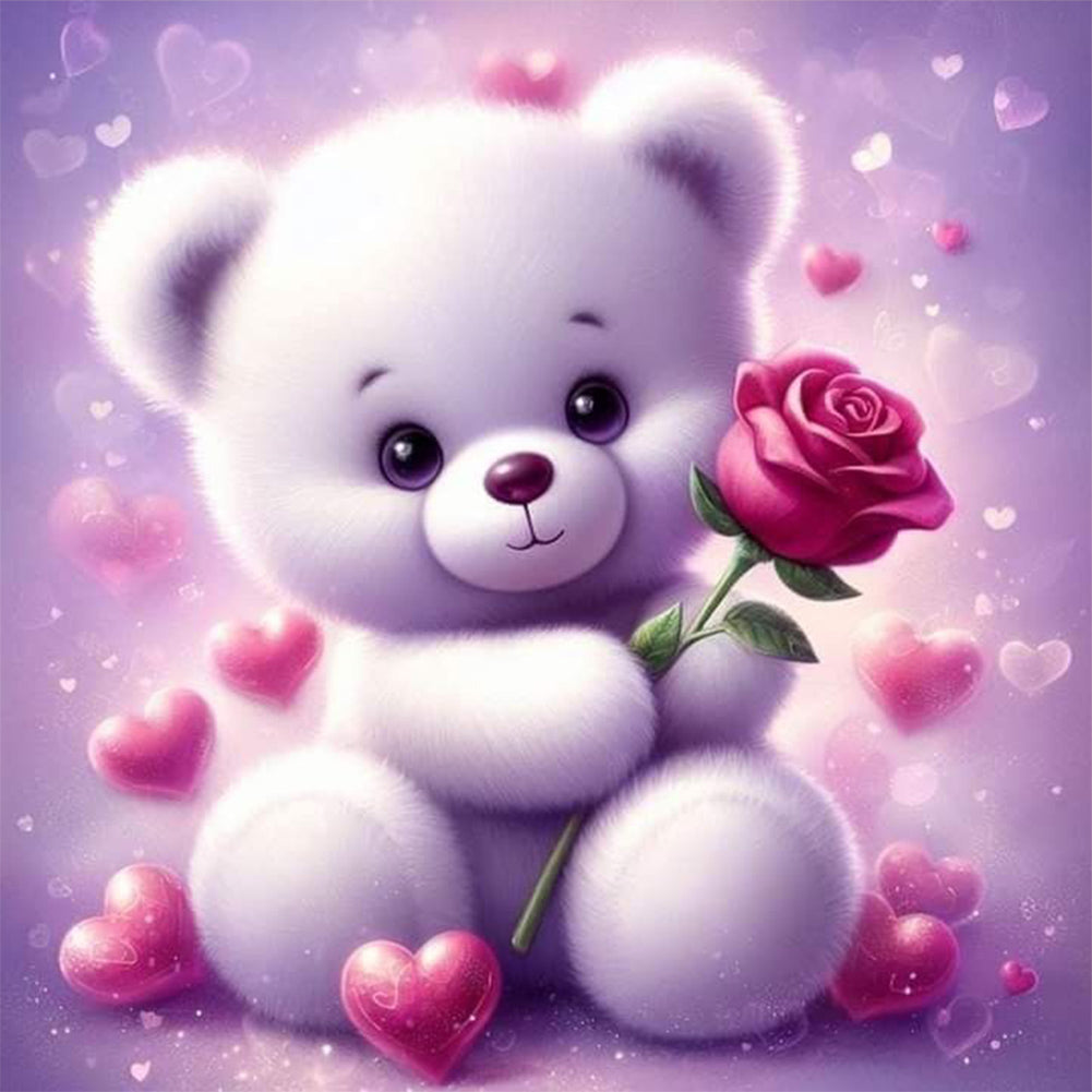 Diamond Painting - Full Round - Rose Bear¡¤Purple (30*30CM)