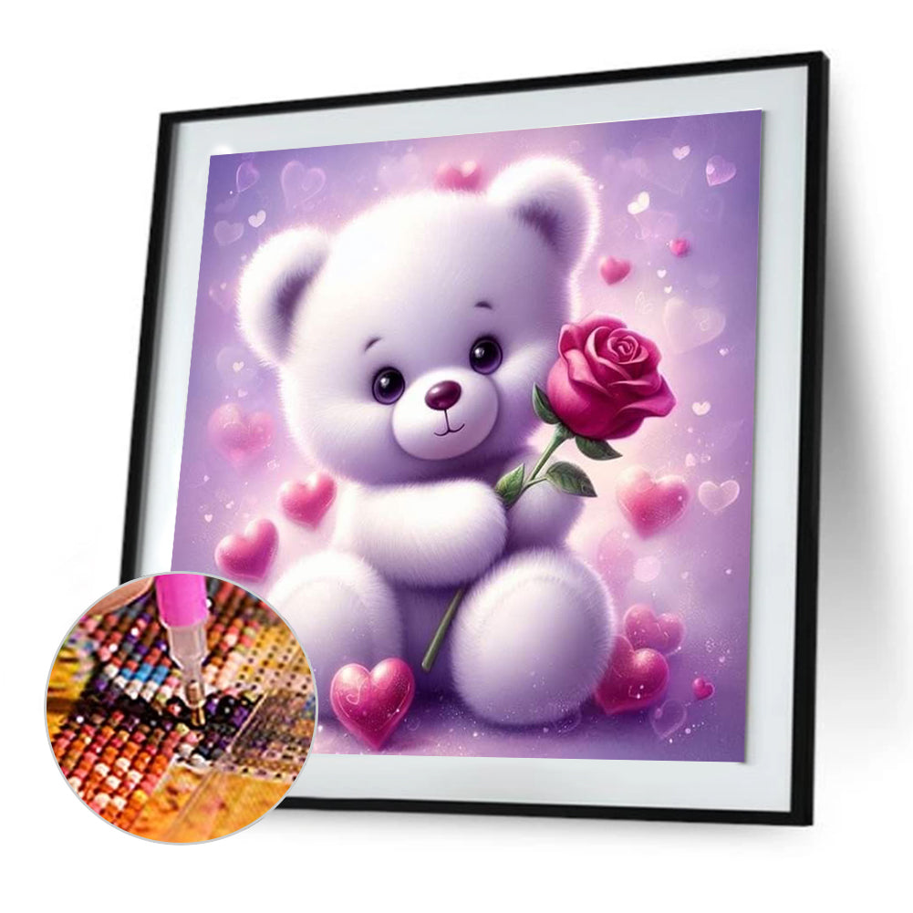 Diamond Painting - Full Round - Rose Bear¡¤Purple (30*30CM)