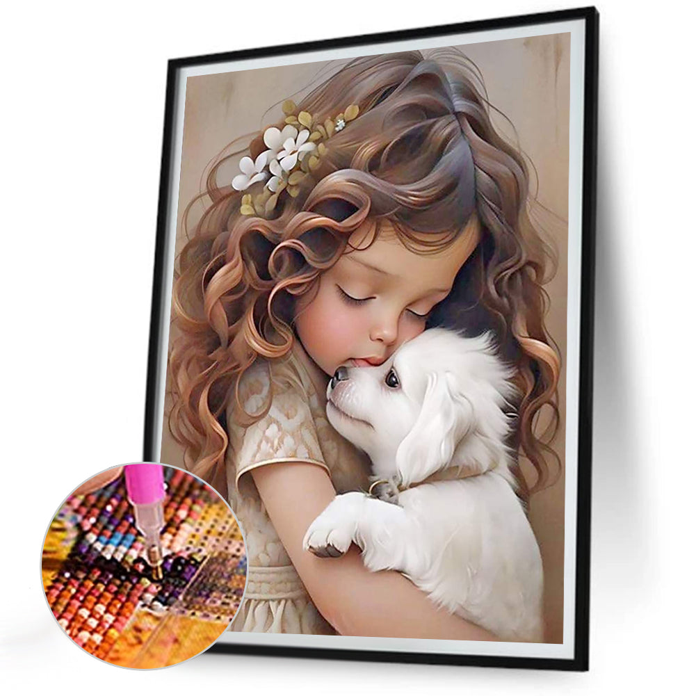 Diamond Painting - Full Round - little girl and animals (30*40CM)