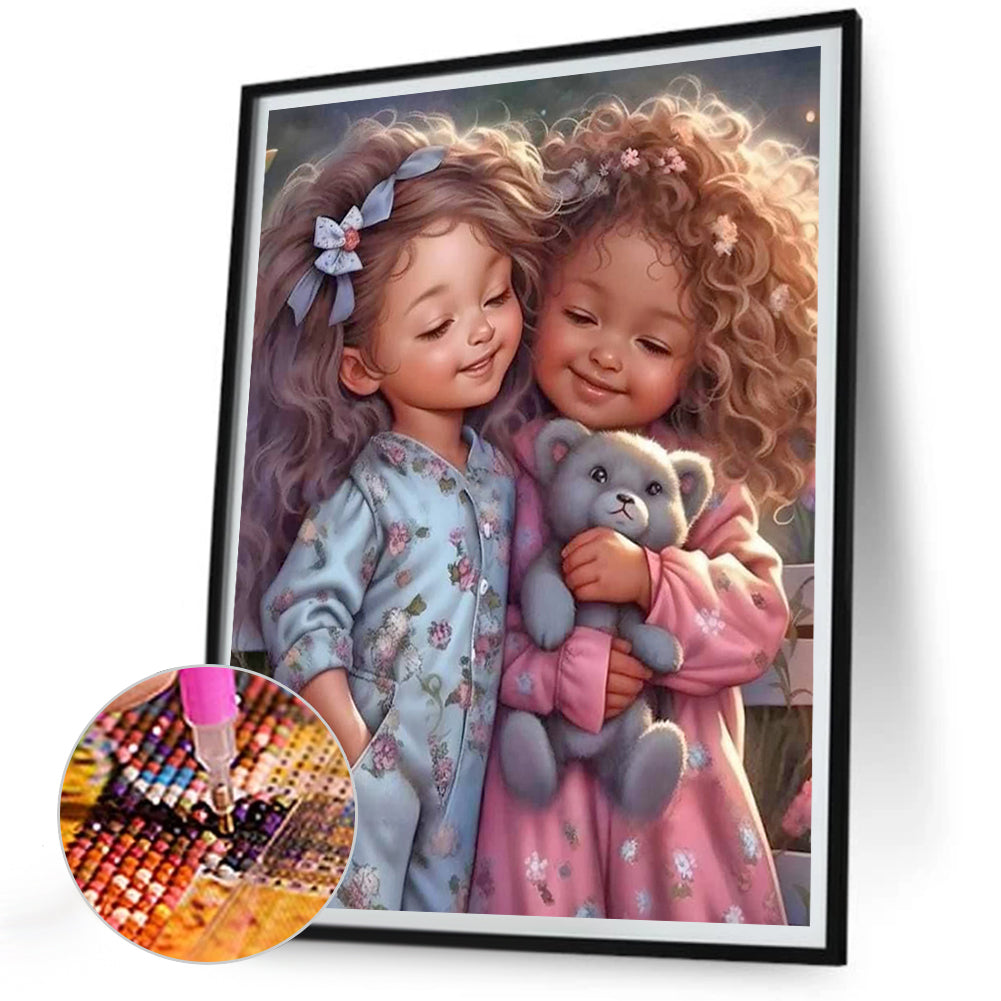 Diamond Painting - Full Round - little girl and animals (30*40CM)