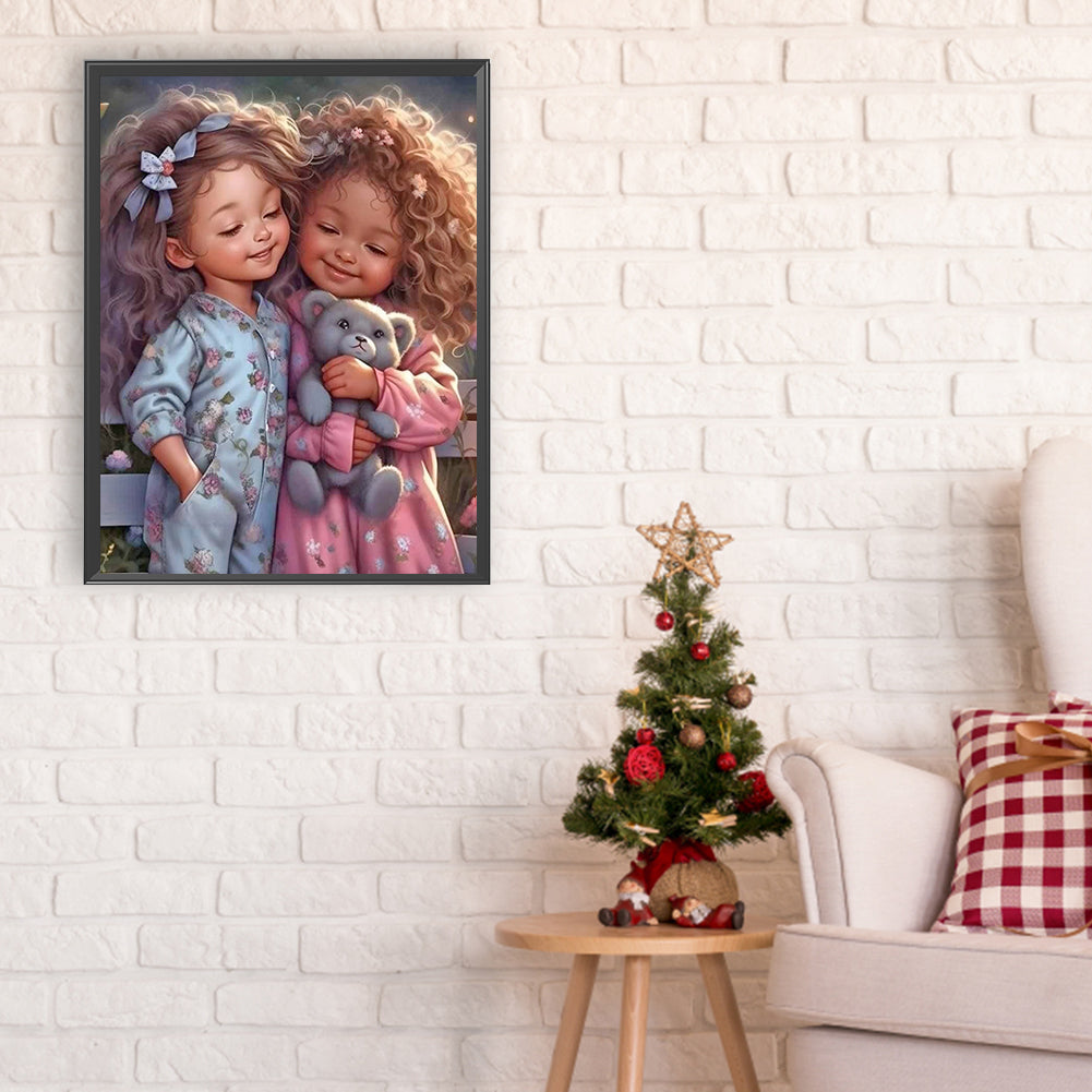 Diamond Painting - Full Round - little girl and animals (30*40CM)