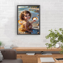Load image into Gallery viewer, Diamond Painting - Full Round - little girl playing at the beach (30*40CM)
