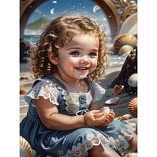Load image into Gallery viewer, Diamond Painting - Full Round - little girl playing at the beach (30*40CM)