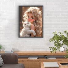 Load image into Gallery viewer, Diamond Painting - Full Round - Blonde girl holding cat (30*40CM)
