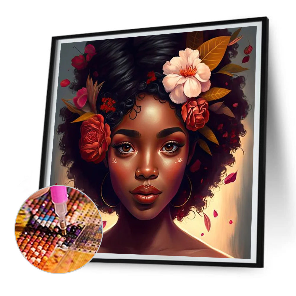 Diamond Painting - Full Round - black girl (30*30CM)