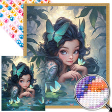 Load image into Gallery viewer, AB Diamond Painting - Full Round - Girl and butterfly in water (40*50CM)