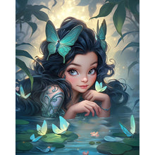 Load image into Gallery viewer, AB Diamond Painting - Full Round - Girl and butterfly in water (40*50CM)