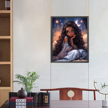 Load image into Gallery viewer, AB Diamond Painting - Full Round - Pensive girl with stars and moon (40*50CM)
