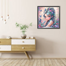 Load image into Gallery viewer, AB Diamond Painting - Full Round - butterfly and flower girl (40*40CM)