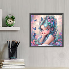 Load image into Gallery viewer, AB Diamond Painting - Full Round - butterfly and flower girl (40*40CM)