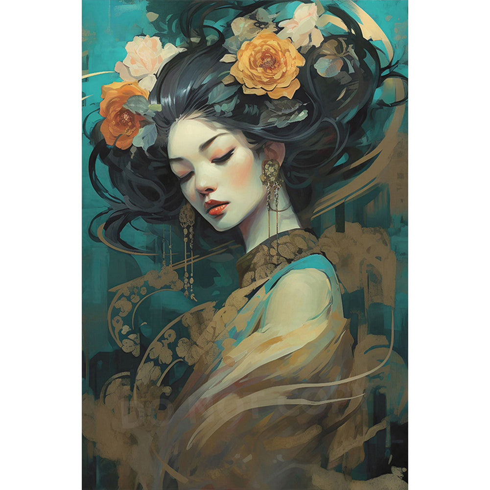 AB Diamond Painting - Full Round - Flowers and Classical Girls (40*60CM)