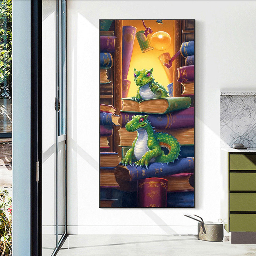 Diamond Painting - Full Round - Reading Little Green Dragon (40*70CM)