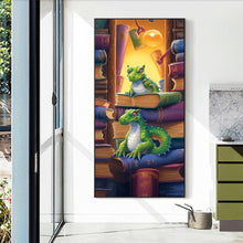 Load image into Gallery viewer, Diamond Painting - Full Round - Reading Little Green Dragon (40*70CM)