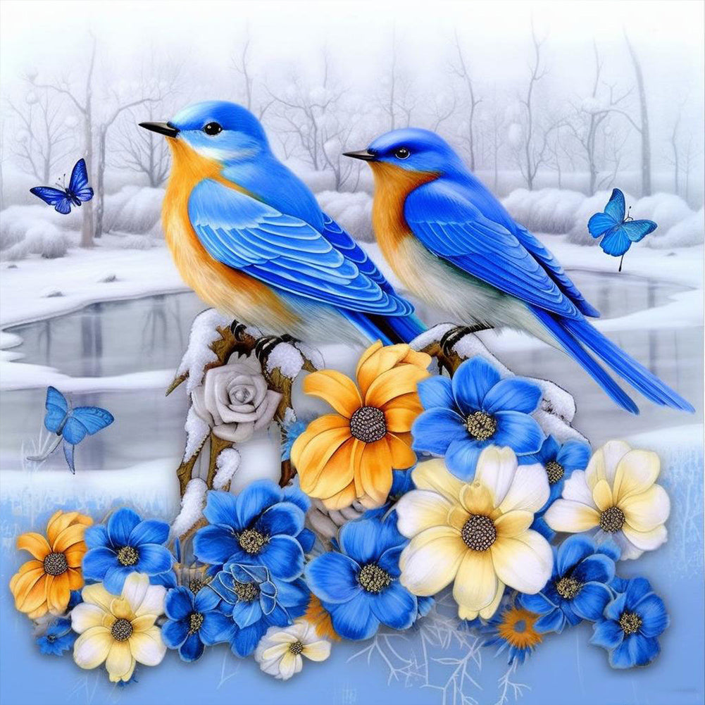 Diamond Painting - Full Round - snow blue tit (30*30CM)