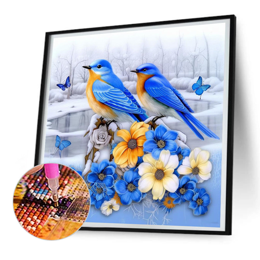 Diamond Painting - Full Round - snow blue tit (30*30CM)