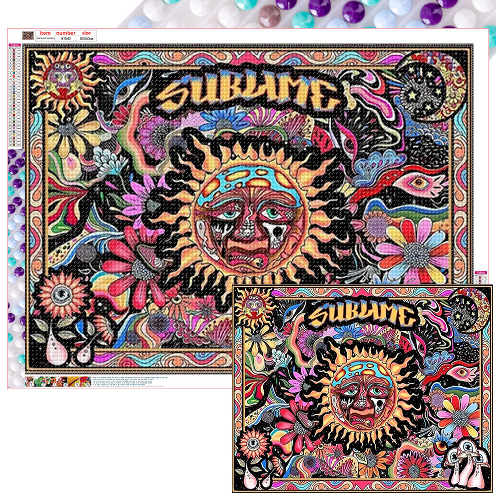 Diamond Painting - Full Round - Abstract sun illustration (80*60CM)