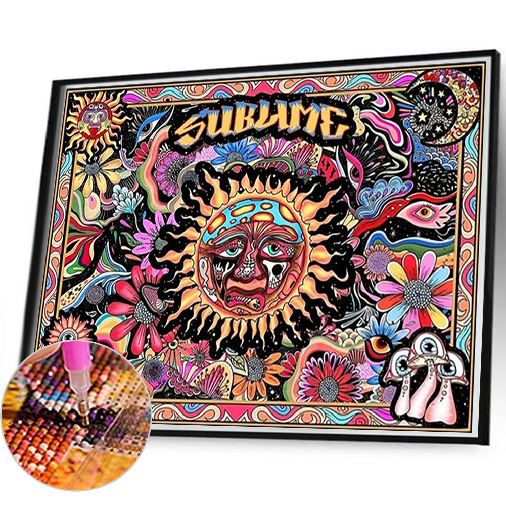 Diamond Painting - Full Round - Abstract sun illustration (80*60CM)