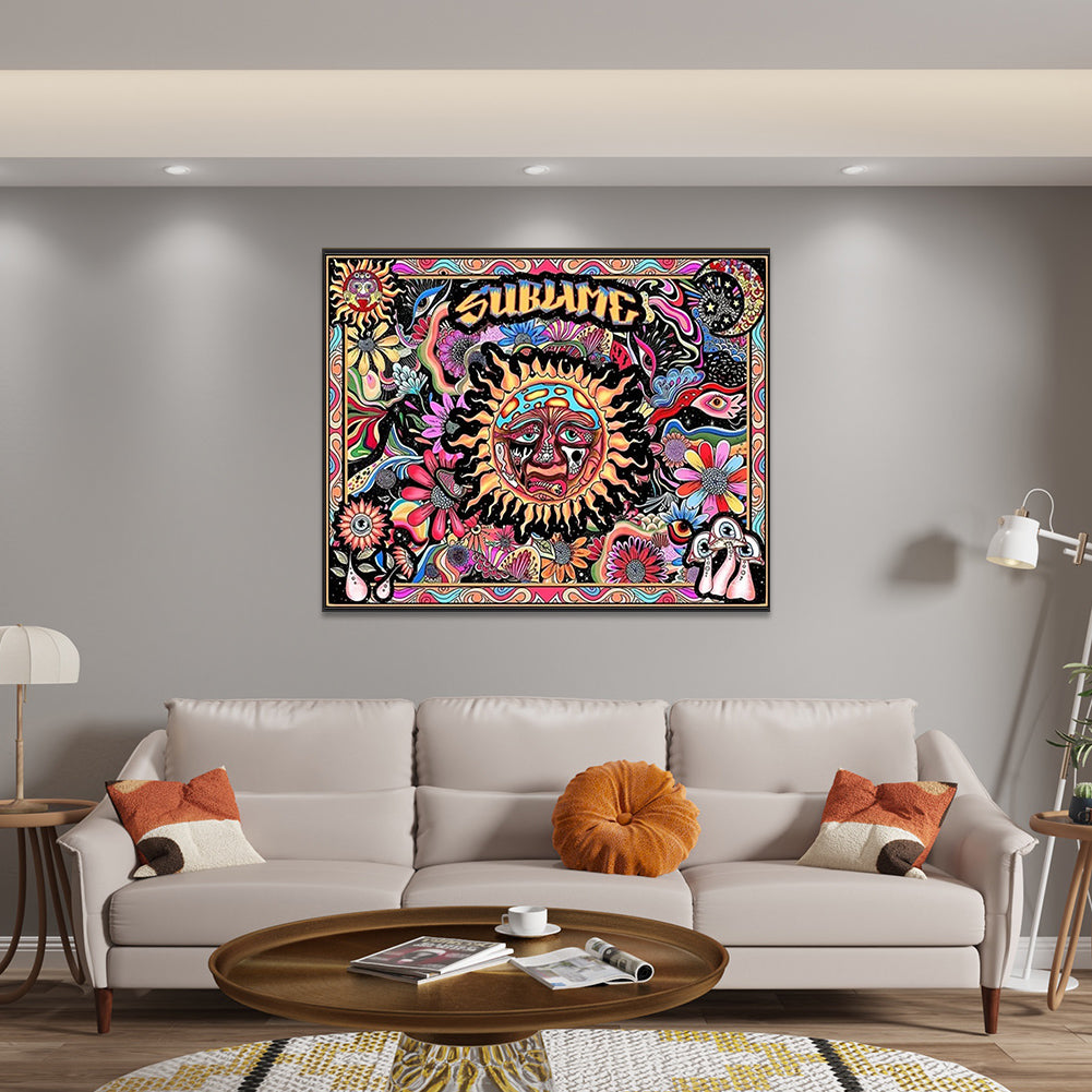 Diamond Painting - Full Round - Abstract sun illustration (80*60CM)