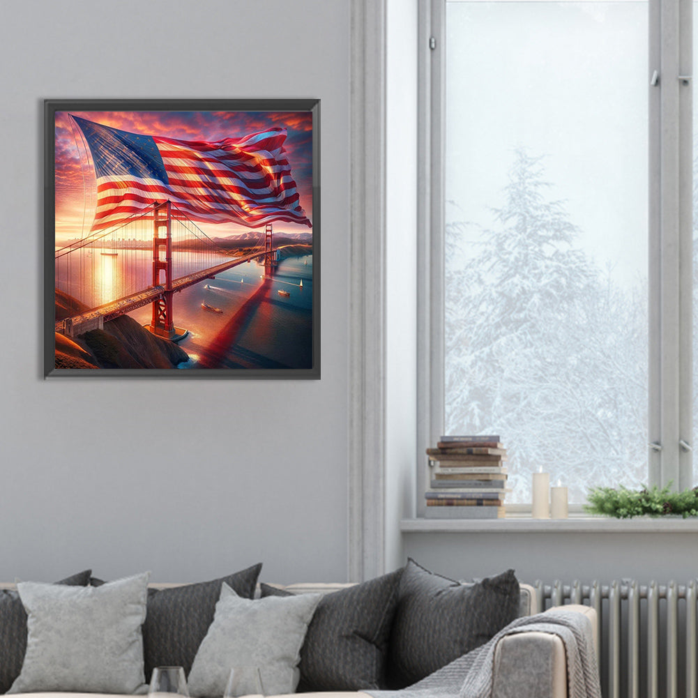 Diamond Painting - Full Round - American flag (30*30CM)