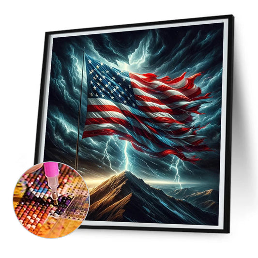Diamond Painting - Full Round - American flag (30*30CM)