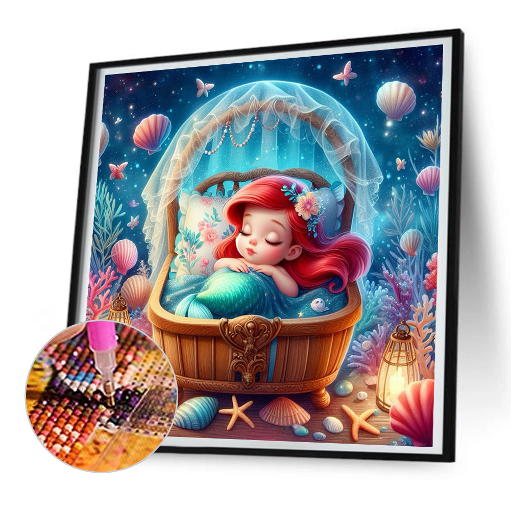 Diamond Painting - Full Round - sleeping mermaid princess (30*30CM)