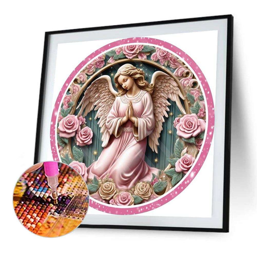 Diamond Painting - Full Square - pink flower angel (30*30CM)
