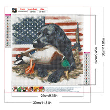 Load image into Gallery viewer, Diamond Painting - Full Round - American flag and hound (30*30CM)